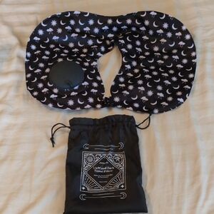 Black and White Travel Pillow with Celestial Design